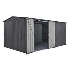 isolated image of the double doors open for the 10x23 Lotus Apex Workshop in Anthracite Grey