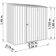 7x3 Mercia Absco Space Saver Pent Metal Shed in Zinc - Dimensions