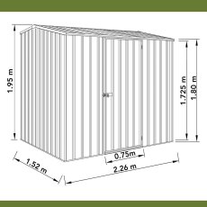 7x5 Mercia Absco Premier Metal Shed in Monument - dimensions