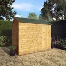 8x6 Mercia Shiplap Apex & Reverse Apex Shed - Windowless - angle view, doors closed