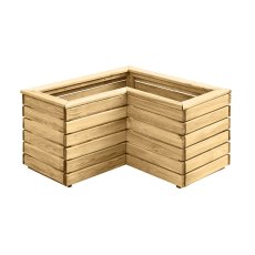 Forest Linear Corner Wooden Planter 0.8m - isolated image with inner corner view