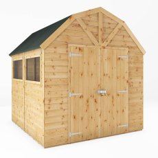 8x8 Mercia Premium Shiplap T&G Dutch Barn Shed - isolated with doors closed