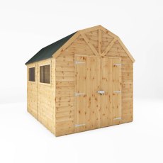 10x8 Mercia Premium Shiplap T&G Dutch Barn Shed - isolated angle view, doors closed