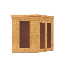 12x8  Mercia Corner Summerhouse with Side Shed - white background - side view