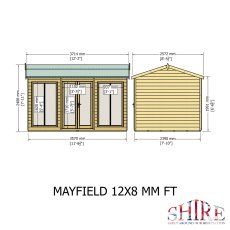 12x8 Shire Mayfield Summerhouse - Dimensions