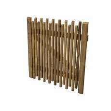 3ft High Forest Contemporary Picket Gate - Pressure Treated - White Background, Angle View