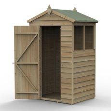 4x3 Forest 4Life Overlap Apex Shed - isolated with door open