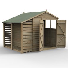 6x8 Forest 4Life Overlap Apex Shed with lean to - isolated with doors closed