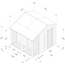 6x8 Forest 4Life Overlap Windowless Apex Shed with Lean To - dimensions