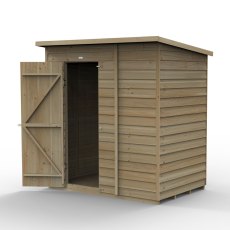 6x4 Forest 4Life Overlap Windowless Pent Shed - with door open