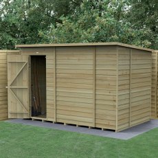 10x6 Forest 4Life Overlap Windowless Pent Shed - insitu with doors open