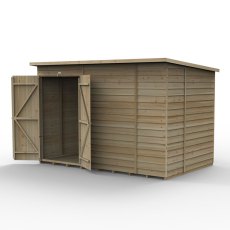 10x6 Forest 4Life Overlap Windowless Pent Shed - isolated with doors open