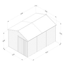8x12 Forest 4Life Overlap Windowless Apex Shed with Double Doors - dimensions