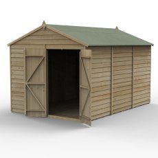8x12 Forest 4Life Overlap Windowless Apex Shed with Double Doors - isolated with doors open