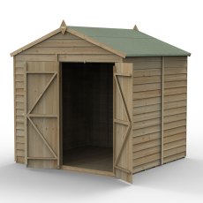 7x7 Forest 4Life Overlap Windowless Apex Shed with Double Doors - isolated with doors open