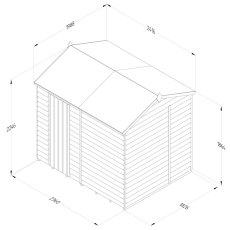 8x6 Forest 4Life Overlap Windowless Reverse Apex Shed - dimensions