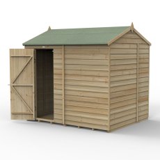 8x6 Forest 4Life Overlap Windowless Reverse Apex Shed - with doors open