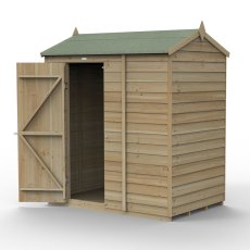 6x4 Forest 4Life Overlap Windowless Reverse Apex Shed - isolated with doors open