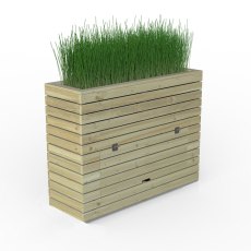 3'11x1'4 Forest Linear Tall Wooden Garden Planter with Storage - White Background, Storage Closed