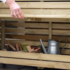 3'11x1'4 Forest Linear Tall Wooden Garden Planter with Storage -  Close up of Storage area