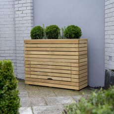 3'11x1'4 Forest Linear Tall Wooden Garden Planter with Storage - In Situ, Right-Hand View