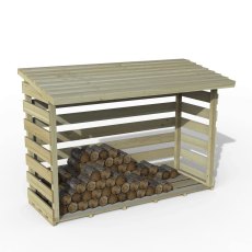 3 x 6 Forest Large Pent Log Store - White Background, With Logs