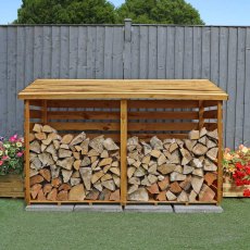 6x3 Mercia Double Log Store - Pressure Treated - insitu front view