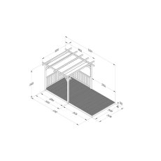 8 x 16 Forest Pergola Deck Kit with Retractable Canopy No. 5 - Dimensions
