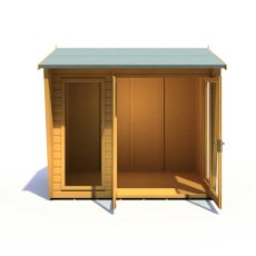 8x6 Shire Burghclere Summerhouse - front elevation with doors open and located on the right hand side