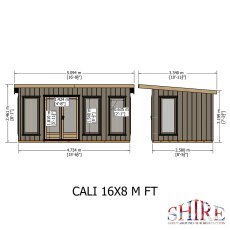 16 X 8 Shire Cali Insulated Garden Office - Dimensions