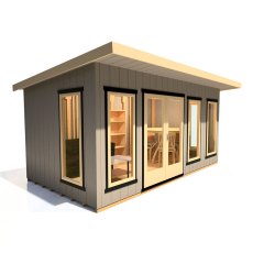 16 X 8 Shire Cali Insulated Garden Office - In Situ, Doors Closed