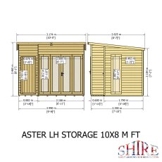 10x8 Shire Aster Summerhouse with Side Storage - Dimensions, Left Hand Storage