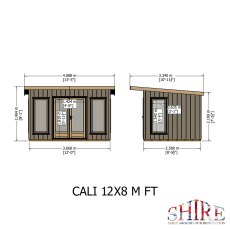 12 x 8 Shire Cali Insulated Garden Office - Dimensions