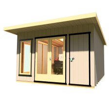 12 x 12 Shire Cali Insulated Garden Office With Side Storage - Isolated, Doors Closed