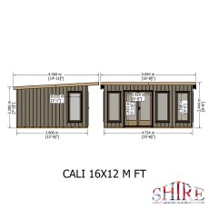 16 x 12 Shire Cali Insulated Garden Office - Dimensions