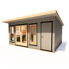 16 x 12 Shire Cali Insulated Garden Office With Side Storage - In Situ, Doors Closed