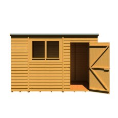 10 X 6 Shire Overlap Pent Shed - Isolated Front View - Doors Open