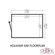 6 x 8 Shire Holkham Wooden Greenhouse - footprint