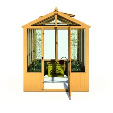 6 x 8 Shire Holkham Wooden Greenhouse - isolated front view - door open