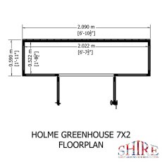 7x3 Shire Holme Wooden Mini Greenhouse - footprint