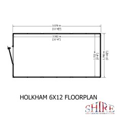6 x 12 Shire Holkham Wooden Greenhouse - footprint