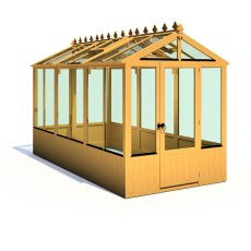6 x 12 Shire Holkham Wooden Greenhouse - isolated - slight left side angle - door closed
