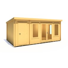 10Gx17 Shire Elm Pent Log Cabin with Side Storage (19mm Logs) - isolated angle view