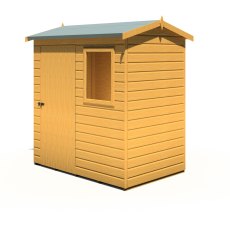 6x4 Shire Lewis Premium Reverse Apex Shed Door in Left Hand Side, isolated angle view, doors closed