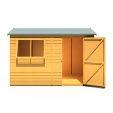 10x8 Shire Lewis Professional Reverse Apex Shed Door In Right Hand Side - isolated front view, doors closed