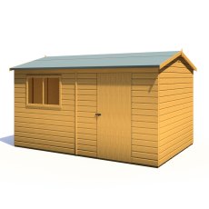 12x8 Shire Lewis Professional Reverse Apex Shed Door In Right Hand Side - isolated angle view, doors closed