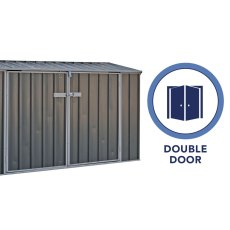 7'5x2'5 Mercia Absco Metal Bike Shed in Woodland Grey - close up of double doors