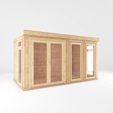 4.00m x 2.00m Mercia Self Build Insulated Garden Room - isolated angle view, doors closed