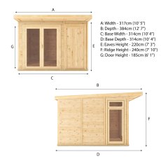 3.00mx3.00m Mercia Insulated Garden Room With Side Shed - dimensions