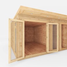4.00mx4.00m Mercia Insulated Garden Room With Side Shed - isolated front angle view